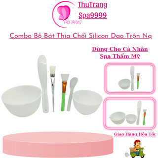 Bộ Bát Thìa Chổi, Cọ silicon Dao Trộn | Chuyên Dùng Đắp Mặt Nạ Dùng Trong Spa Thẩm Mỹ Viện.