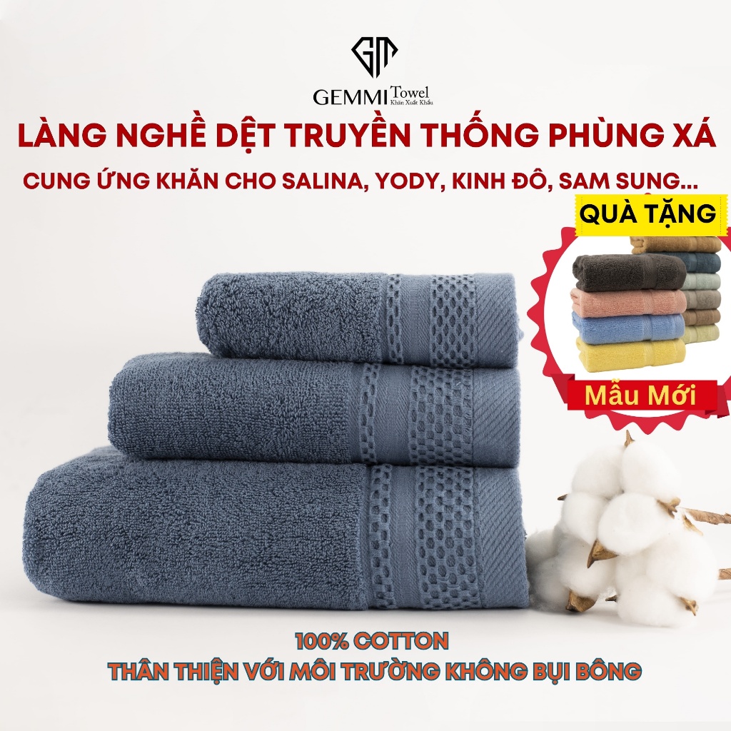 Khăn Tắm, Gội, Mặt Cotton Cao Cấp Loại Đẹp (28x48, 36x80, 50x100, 70x140)cm siêu thấm hút họa tiết tổ ong GEMMI KG15