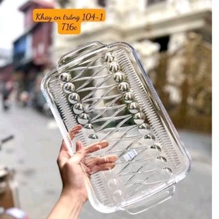Khay thủy tinh chữ nhật đựng cốc chén hoa quả