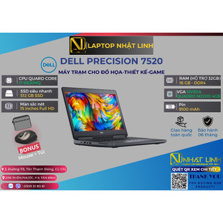 Dell precision 7520 i7 hq ram 32gb-ssd 512gb-vga rời m2200 4gb-máy trạm siêu bên cho đồ họa, thiết kế, lập trình, cơ khí