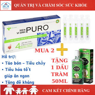 Men vi sinh cho bé, người lớn táo bón, tiêu chảy, rối loạn tiêu hóa PURO 4 tỷ bào tử lợi khuẩn 20 ống HCM PHARMA DHG03