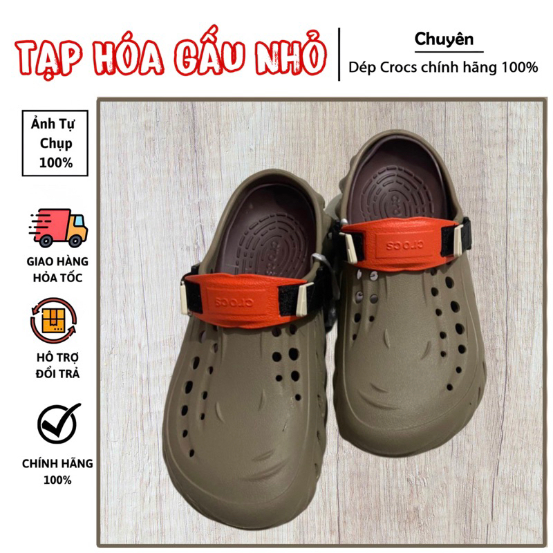 |CHÍNH HÃNG| Dép ECHO CROCS MÀU NÂU ĐẬM nam nữ unisex,lỗi nhỏ đã xử lý,Tặng kèm Sticker