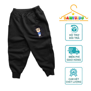 Quần nỉ da cá bé trai JAMIKIDS size nhí, quần nỉ da cá jogger mềm mịn cao cấp 13-27kg
