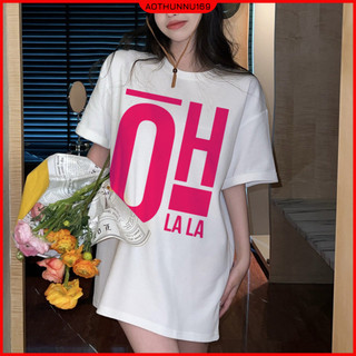 Áo Thun Nữ Màu Trắng Cổ Tròn In OH LA LA AOTHUNNU169