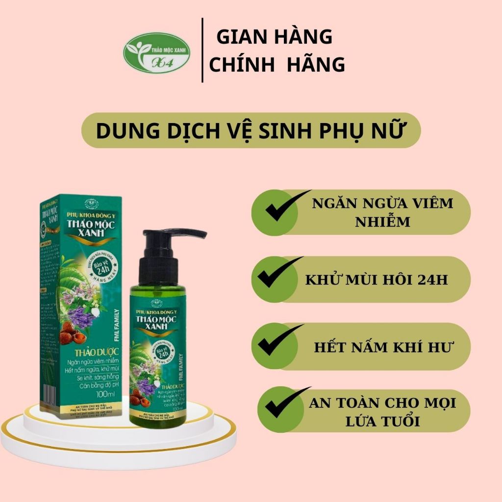 Dung dịch vệ sinh phụ nữ thảo mộc xanh x4100ml được chiết xuất từ thảo