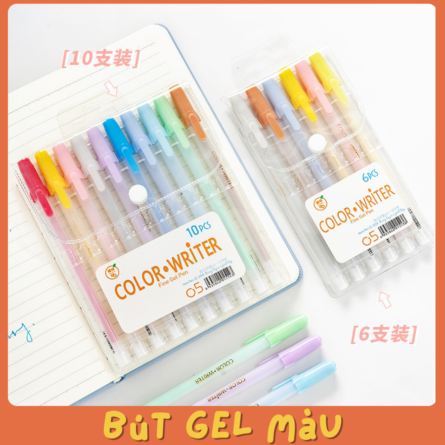Box 6 bút gel màu Mura ngòi 0.5mm, Bút Nước Màu Học Sinh, Bút Màu Cao Cấp, Bút Văn Phòng Cao Cấp