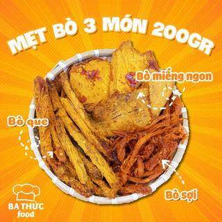 Combo 3 loại khô bò 200g: miếng nhỏ, bò que, bò sợi | ba thức food
