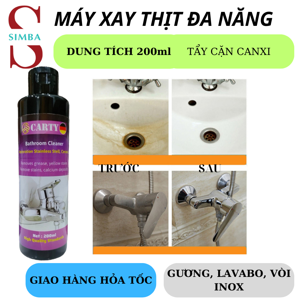 Tẩy cặn canxi, tẩy ố kính, tẩy lavabo, tẩy kính nhà tắm, dung tích 200ml Hàng nhập khẩu SIMBA-SHOP