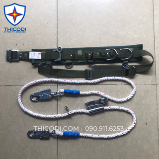 HC113C - HARU Nhật Bản - Dây đai an toàn điện lực bảo hộ lao động - Gồm Dây đai bụng và dây quàng thừng 2 móc xoay
