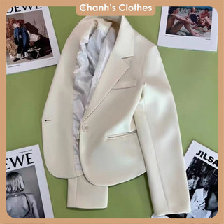 Áo Blazer form ngắn 🍋 FREE SHIP 🍋 Áo Vest Hàn Quốc Màu Trắng Form Dài 2 Lớp Phối Cực Xinh Phong Cách Hàn Quốc 2024 A20