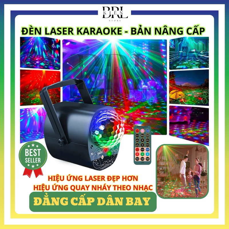 Led nháy theo nhạc (bản nâng cấp), đèn led laser hiệu ứng quay kèm tia