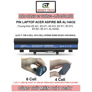Pin laptop acer aspire e5-411, e5-421, e5-471, e5-472, e5-511, e5-551, e5-571, al14a32 – e5-471 - bảo hành 12 tháng
