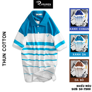 Áo Thun Nam Sọc Ngang Polo RURUMENÁo Thun Cho Bố Trung Niên  Có Túi Cotton Mát Lạnh - AS035