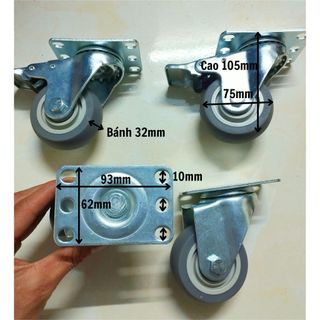 Bánh xe cao su xám chống ồn TPR D75