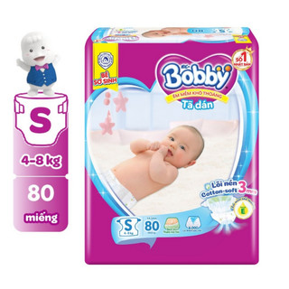 Combo 2 gói Tã dán Bobby size S80 / S80+2m / S80+6m (tã dán sơ sinh cho bé từ 4-8 kg)
