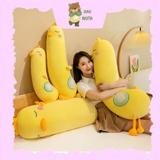 Gấu bông con vịt vàng size đủ size, gối ôm hình thú con gà ,con vịt vàng nuta