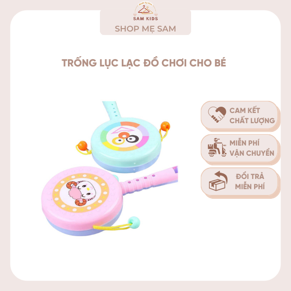 Trống cho bé – Trống lục lạc cho bé hình động vật ngộ nghĩnh chất liệu nhựa ABS (đồ chơi lục lạc) - 