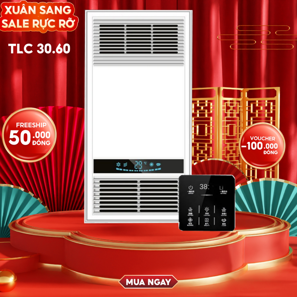 Máy sưởi âm trần nhà tắm TLC - SAL 30x60- Sưởi ấm, hút mùi, thông gió