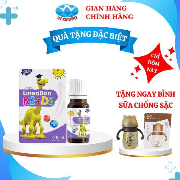 [ Tặng 1 Quà ] Linebon K2 + D3 Bổ Sung Vitamin Cho Xương , Răng Chắc Khỏe Chai 10ML