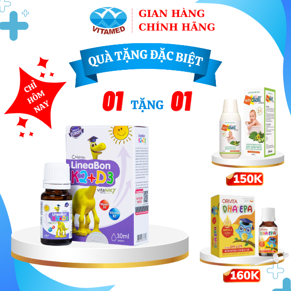 [ Tặng 1 Quà ] Linebon K2 + D3 Bổ Sung Vitamin Cho Xương , Răng Chắc Khỏe Chai 10ML