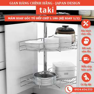 Kệ góc tủ bếp, kệ xoay góc tủ bếp 1/2 - inox 304 bảo hành vĩnh viễn - có thợ lắp đặt