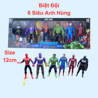 Đồ chơi siêu nhân biệt đội siêu anh hùng gồm 6 nhân vật cao 12cm xoay khớp chất liệu siêu bền đẹp