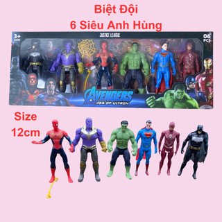 Đồ chơi siêu nhân biệt đội siêu anh hùng gồm 6 nhân vật cao 12cm xoay khớp chất liệu cứng cáp
