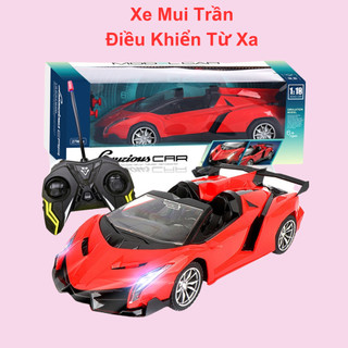 Ô tô mui trần điều khiển từ xa xe mui trần điều khiển màu đỏ có đèn pha sáng di chuyển 4 chiều chất liệu cứng cáp