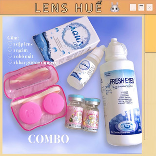 ❌ COMBO LENS 4 món (gồm lens + nước ngâm + nhỏ mắt + khay gương dụng cụ ) - kính áp tròng giá rẻ 🧡🧡