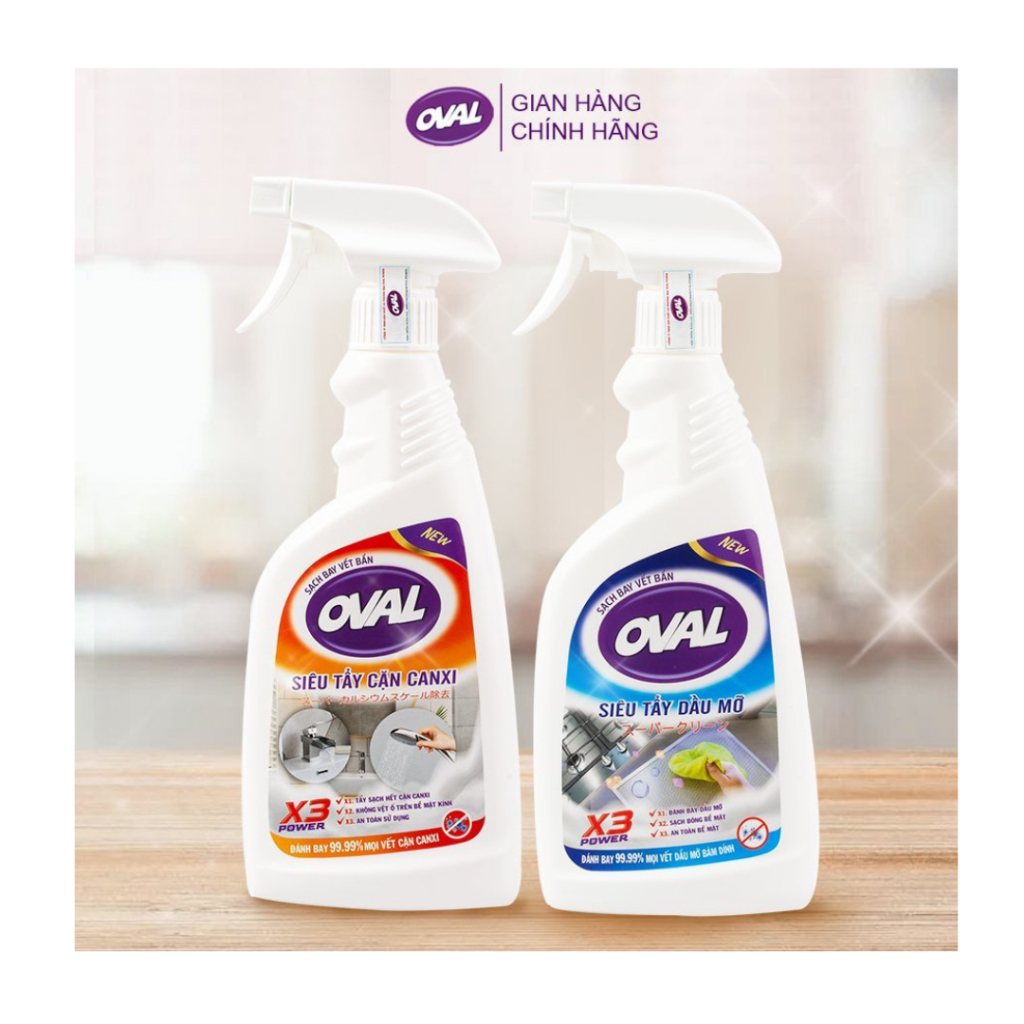 Tẩy Cặn Canxi OVAL POWER 500ML Chuyên Tẩy Cặn Canxi inox Gương Kính Bệ Sứ Sáng Sạch Như Mới