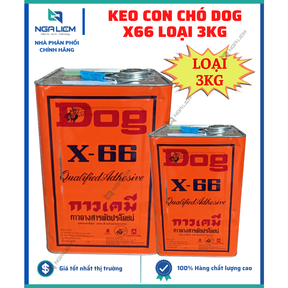 Keo con chó DOG X66 (3KG), keo dán đa năng mọi vật liệu, kết dính tốt [Hàng chính hãng]