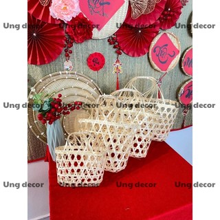 Đủ mẫu giỏ mây tre đan đi chùa, giỏ quà tết, giỏ đựng quà biếu, đựng trái cây decor tết