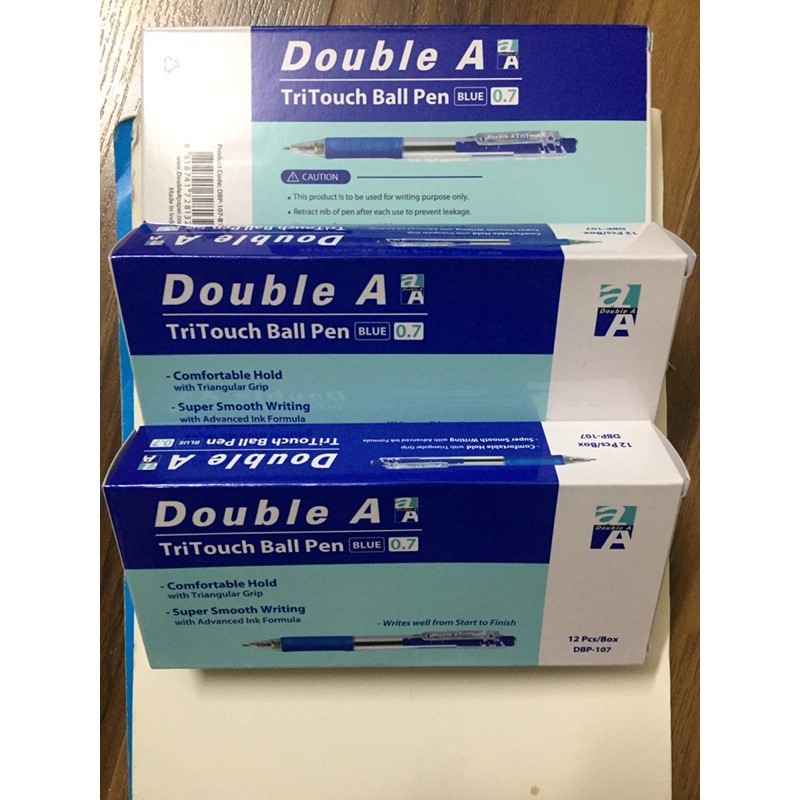Combo 3 hộp Bút bi Double A Tritouch 0.7mm chính hãng Double A