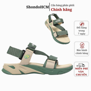 Giày Sandals Nam Nữ SHONDO F8 Êm, Thời Trang Thích Hợp Đi Làm, Đi Học Chơi Rêu Be F8M2524