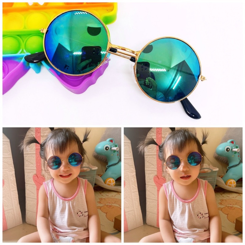 Kính tròn thầy bói siêu kute cho bé, gọng kính vintage chống nắng, bụi cho bé trai và bé gái