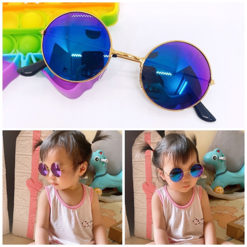 Kính tròn thầy bói siêu kute cho bé, gọng kính vintage chống nắng, bụi cho bé trai và bé gái