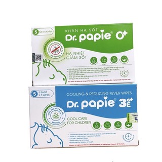  Khăn lau hạ sốt Dr Papie cho bé - An toàn hạ sốt nhanh chóng - cho trẻ từ 0 tháng tuổi 