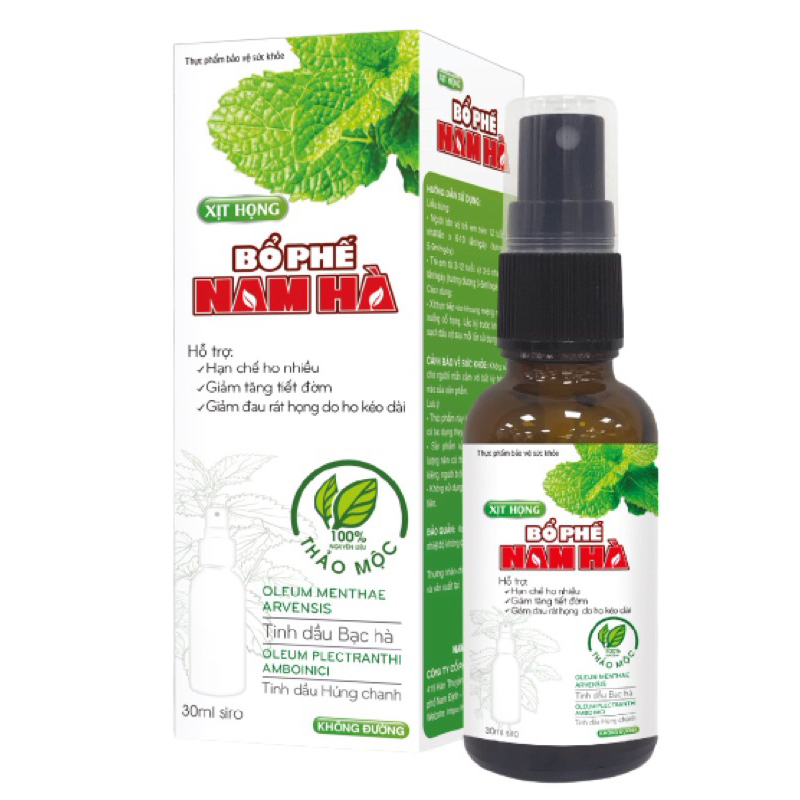 Xịt Họng Bổ Phế Nam Hà giúp giảm ho, giảm đờm và đau rát họng (lọ 30ml)