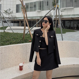  SET 2 MÓN : Áo khoác dạ TWEED  + Chân váy chữ  A FORM chuẩn