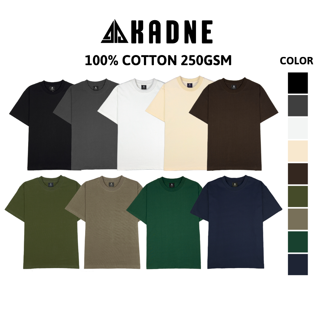 Áo thun trơn unisex 100% Cotton 250GSM KADNE nam nữ cổ tròn form oversize BASIC