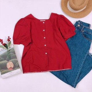 Áo kiểu cổ vuông tay phồng hàng nhập qc - jancaroshop