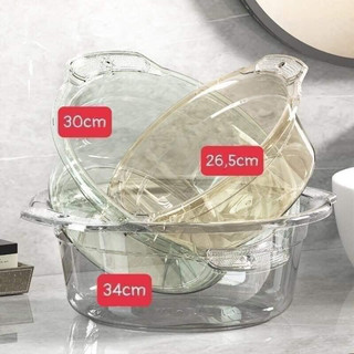 Set 3 thau nhựa, chậu nhựa trong suốt chất liệu pp cứng cáp, 3 size 26-30-34cm