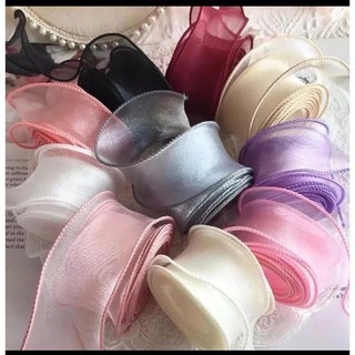 1 cuộn ruy băng voan trơn viền sóng bản 4cm dài 10m