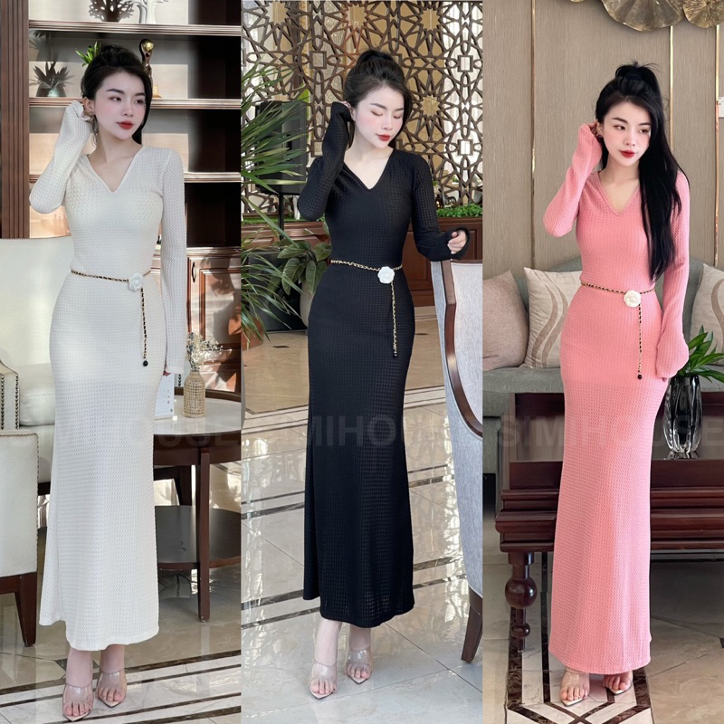 VÁY LEN LƯỚI CỔ V