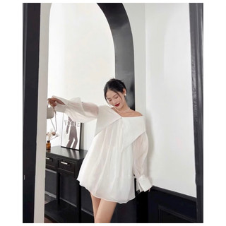 Váy tơ trắng tiểu thư xinh xắn