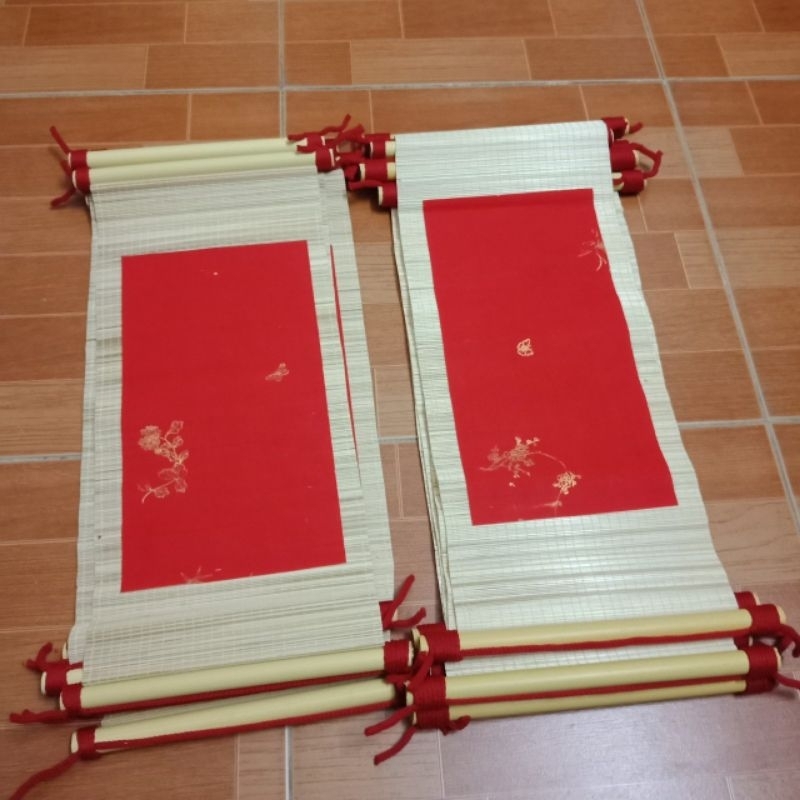 Mành Tre Thư Pháp  giấy đỏ  30x70cm