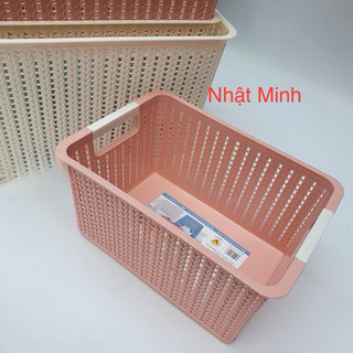 Rổ nhựa đan mây việt nhật, giỏ đựng đồ đựng mỹ phẩm 3415
