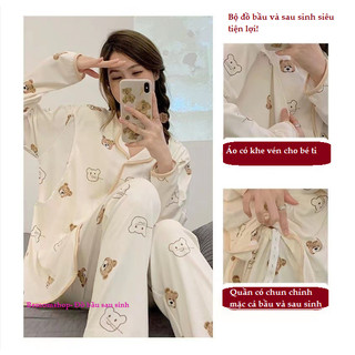 Bộ đồ pijama bầu và cho con bú nhiều màu