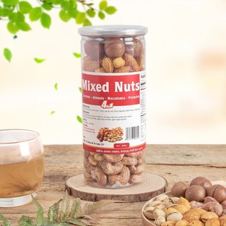Hũ mix 4 loại hạt - hạnh nhân, macca, hạt dẻ, hạt điều