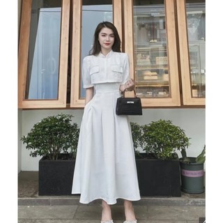 MÃ 648 SET DẠ WEET KÈM CHOÀNG HAI LỚP VÁY XẾP LI DÁNG DÀI PHỐI NGỌC CHO NỮ SIÊU ĐẸP